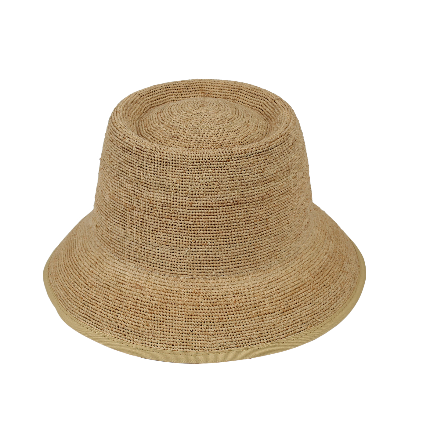 Natural Crochet Raffia Downward Brim Hat
