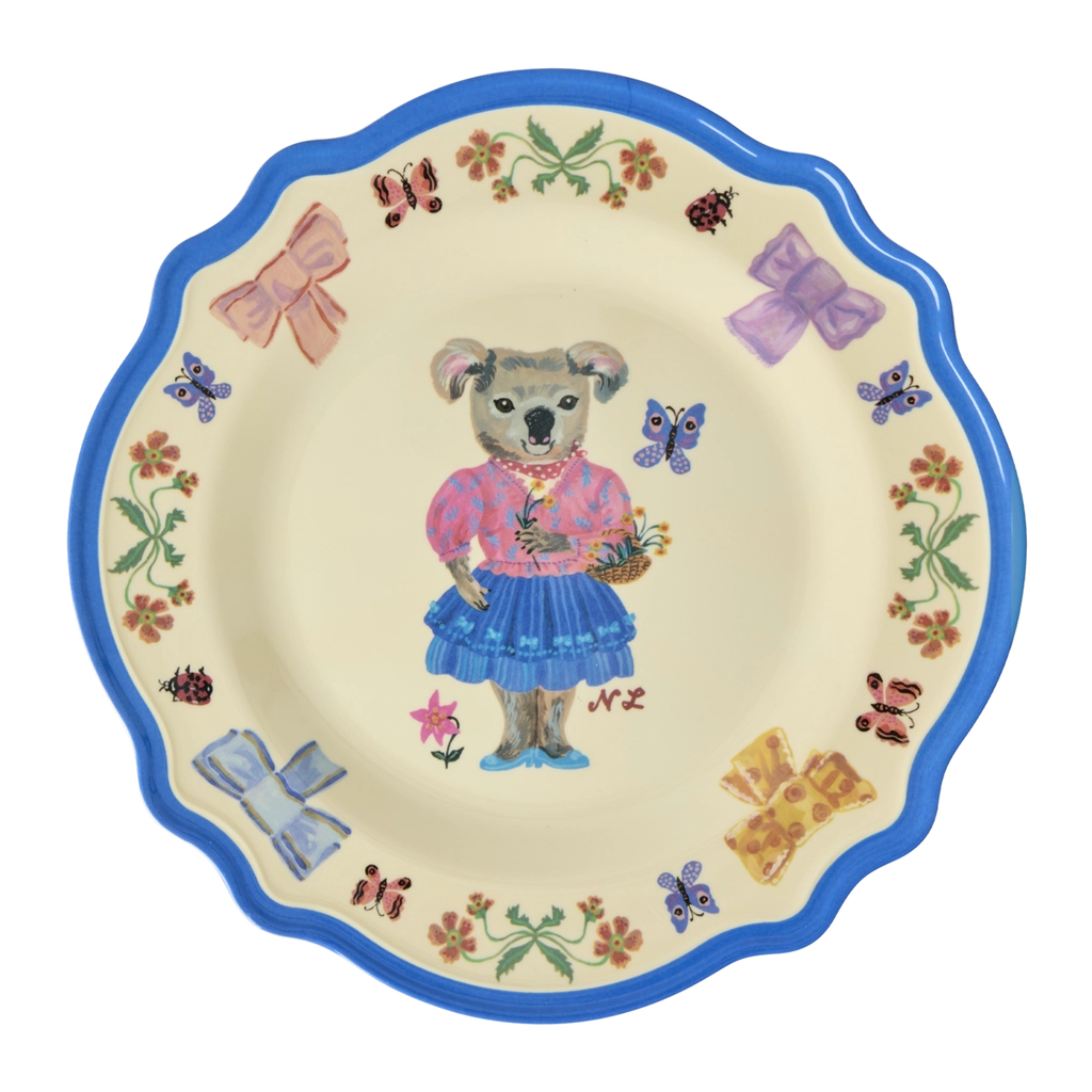Nathalie Lété Vintage Dinner Plate in Blue Koala