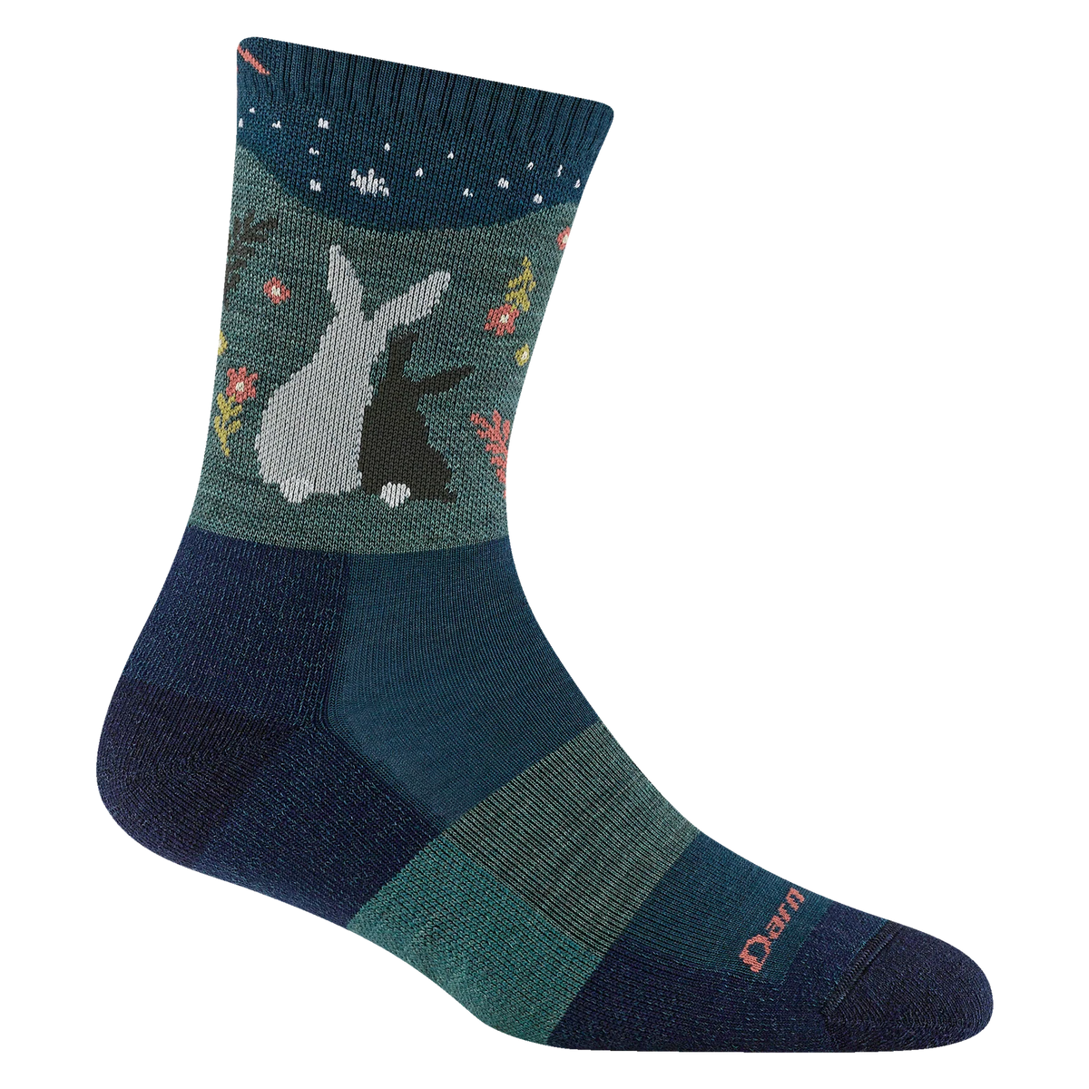 Sock with rabbit design on a white background
