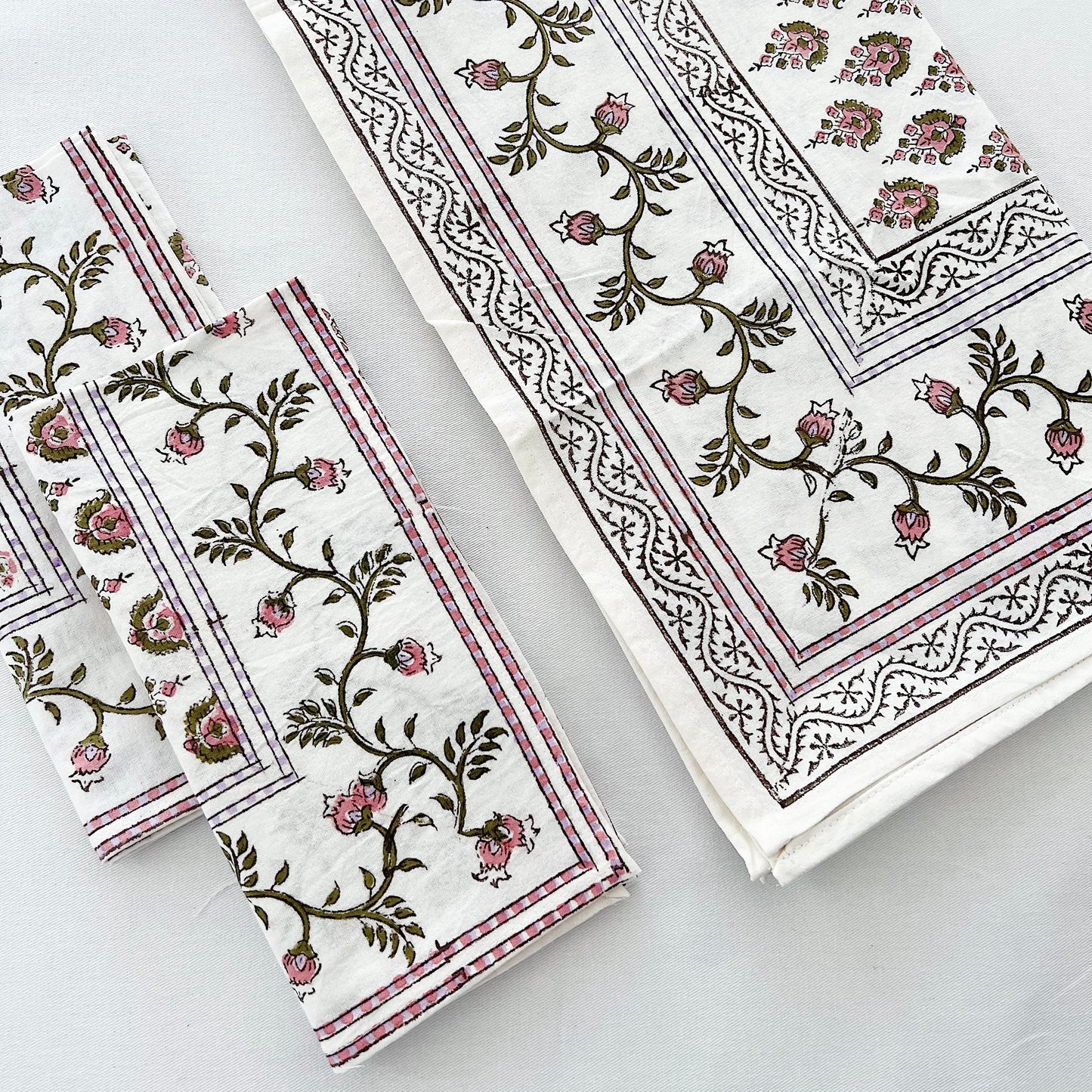 Blockprint Tablecloth | Kiran Sea Pink