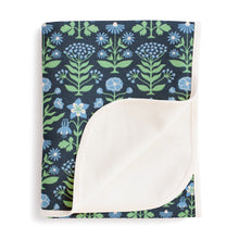 Load image into Gallery viewer, Winter Water Factory | French Terry Blanket in Blockprint Floral Blue & Green