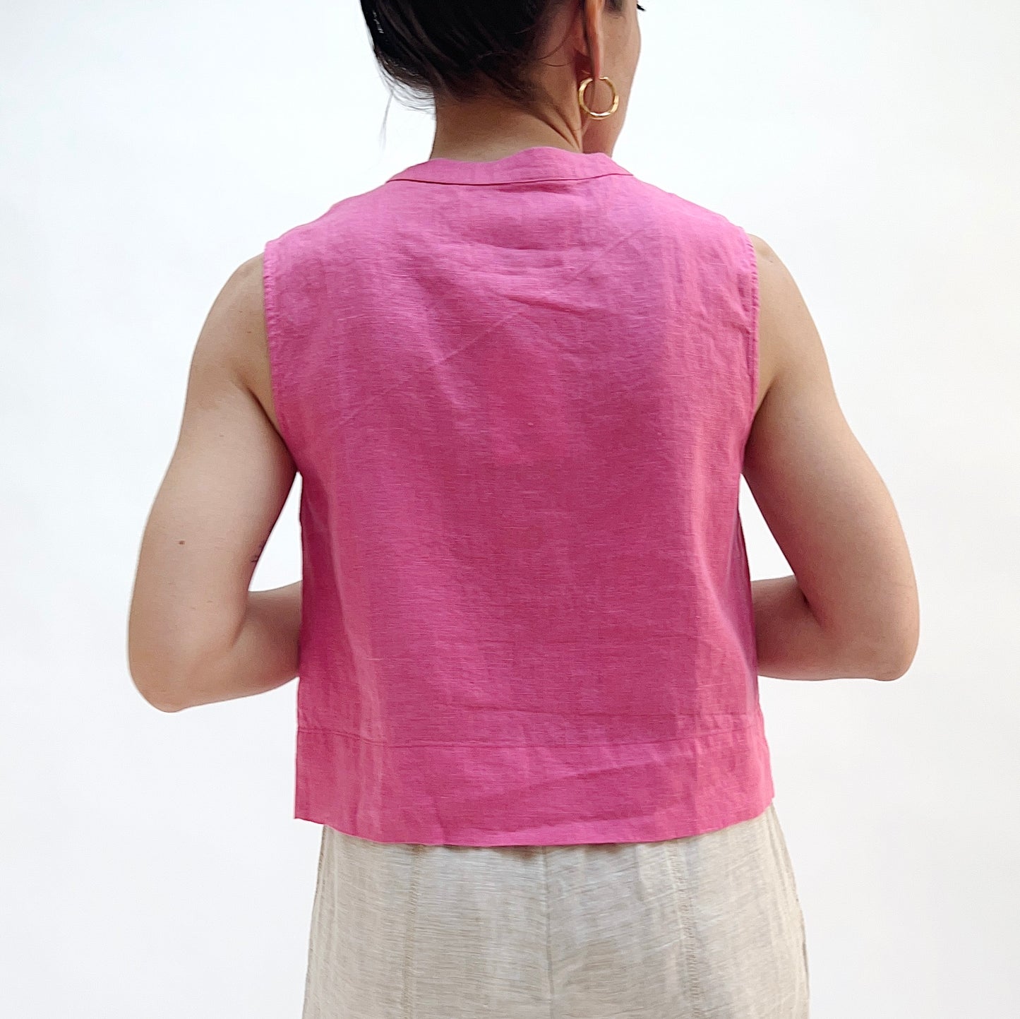 Button Front Tank in Magenta