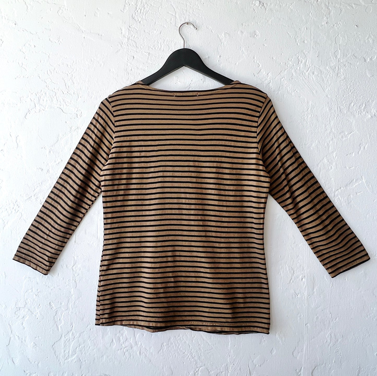 3/4 Sleeve Boatneck Tee Shirt in Coconut Stripe