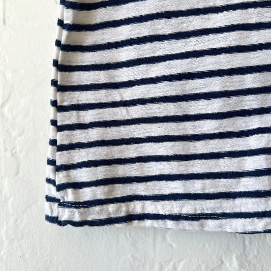 3/4 Sleeve Boatneck Top in Laundered & Navy Stripe