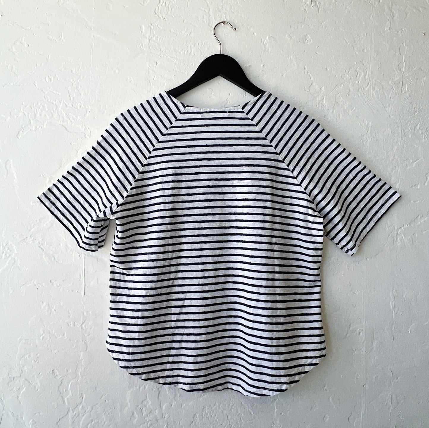 Boxy Raglan Sleeve Tee in Laundered Stripe