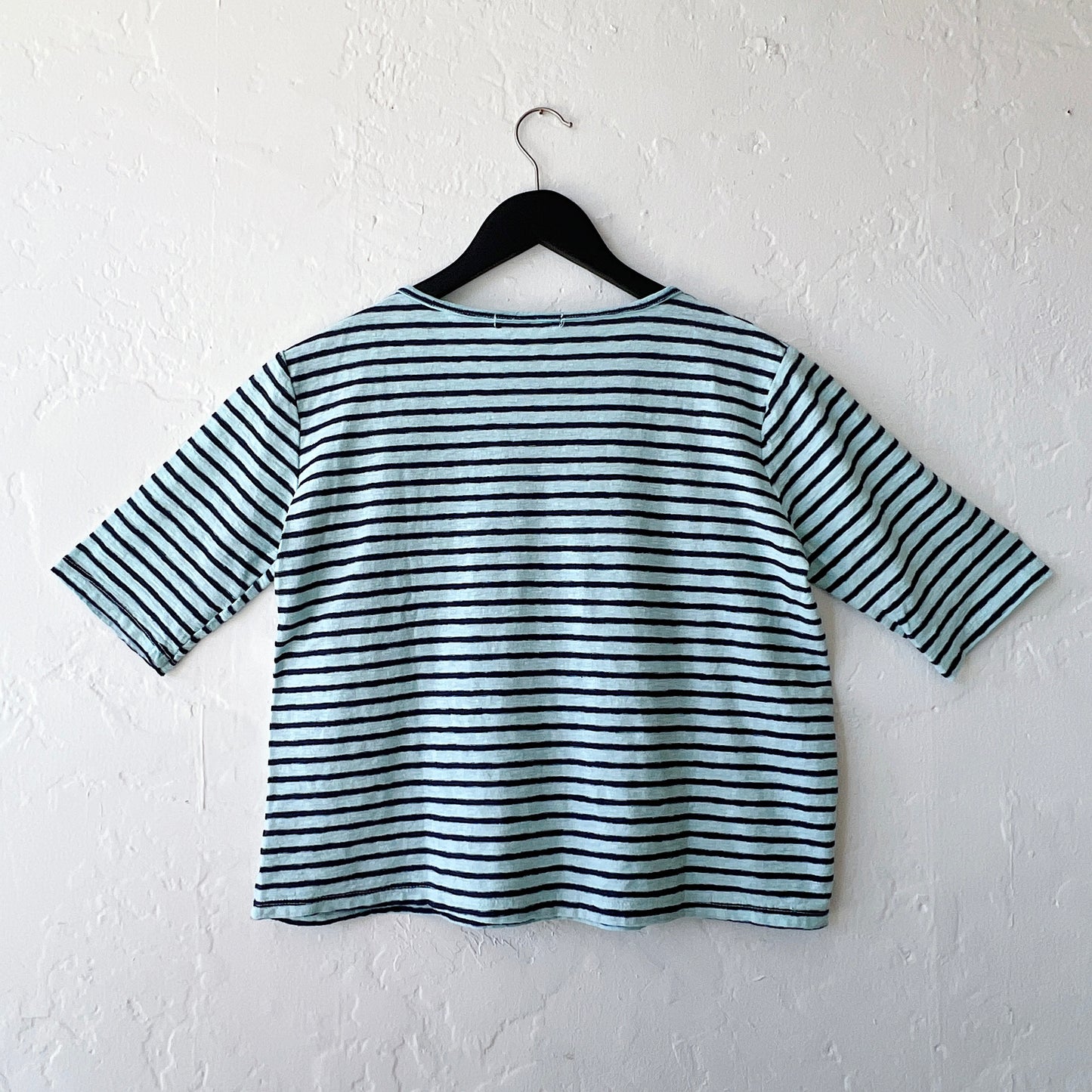 Elbow Sleeve Top in Fountain & Navy Stripe