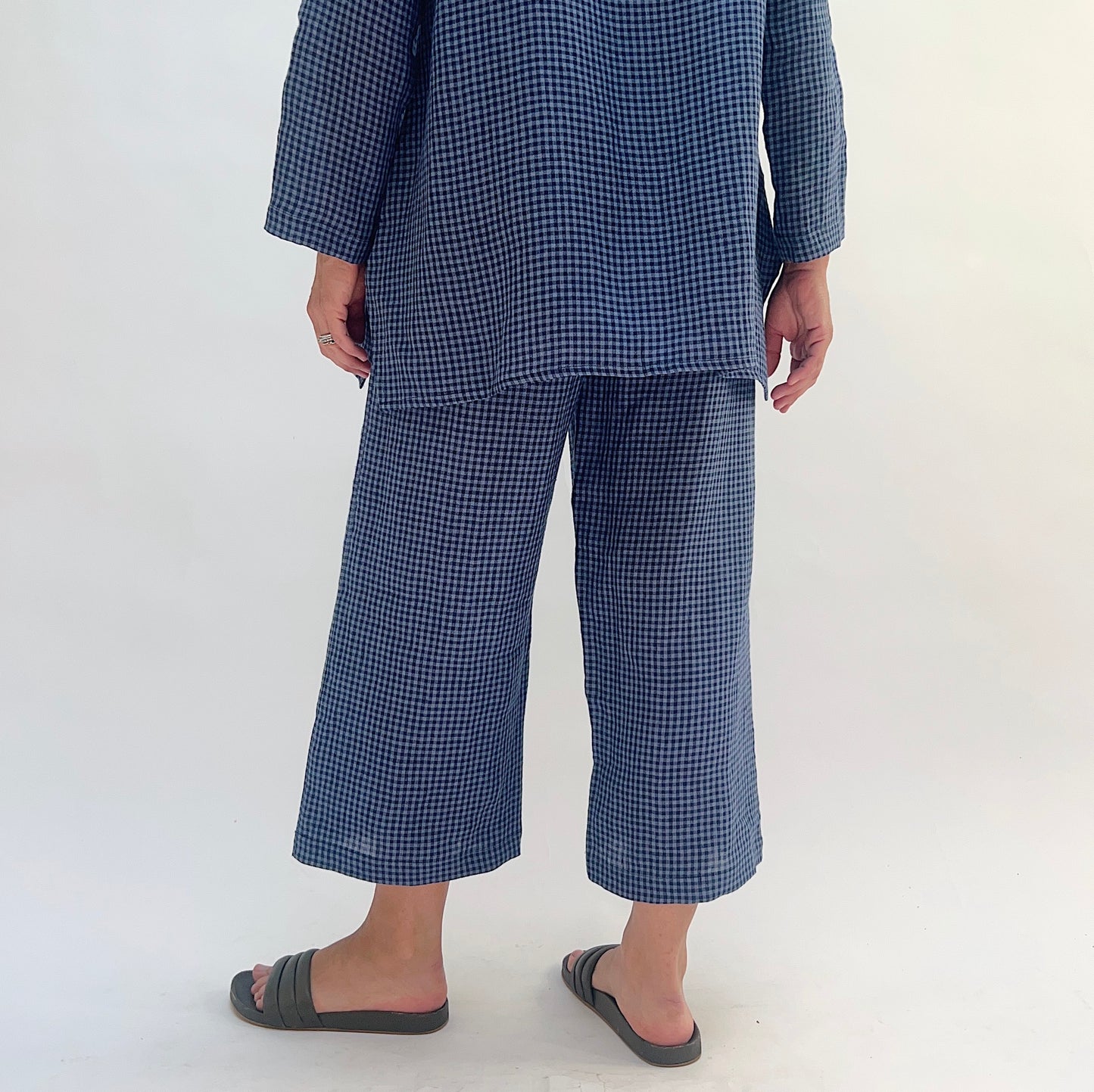 Linen Mini Check Pants
