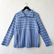 Load image into Gallery viewer, Weekend Terry Striped Zip Pullover in Rain