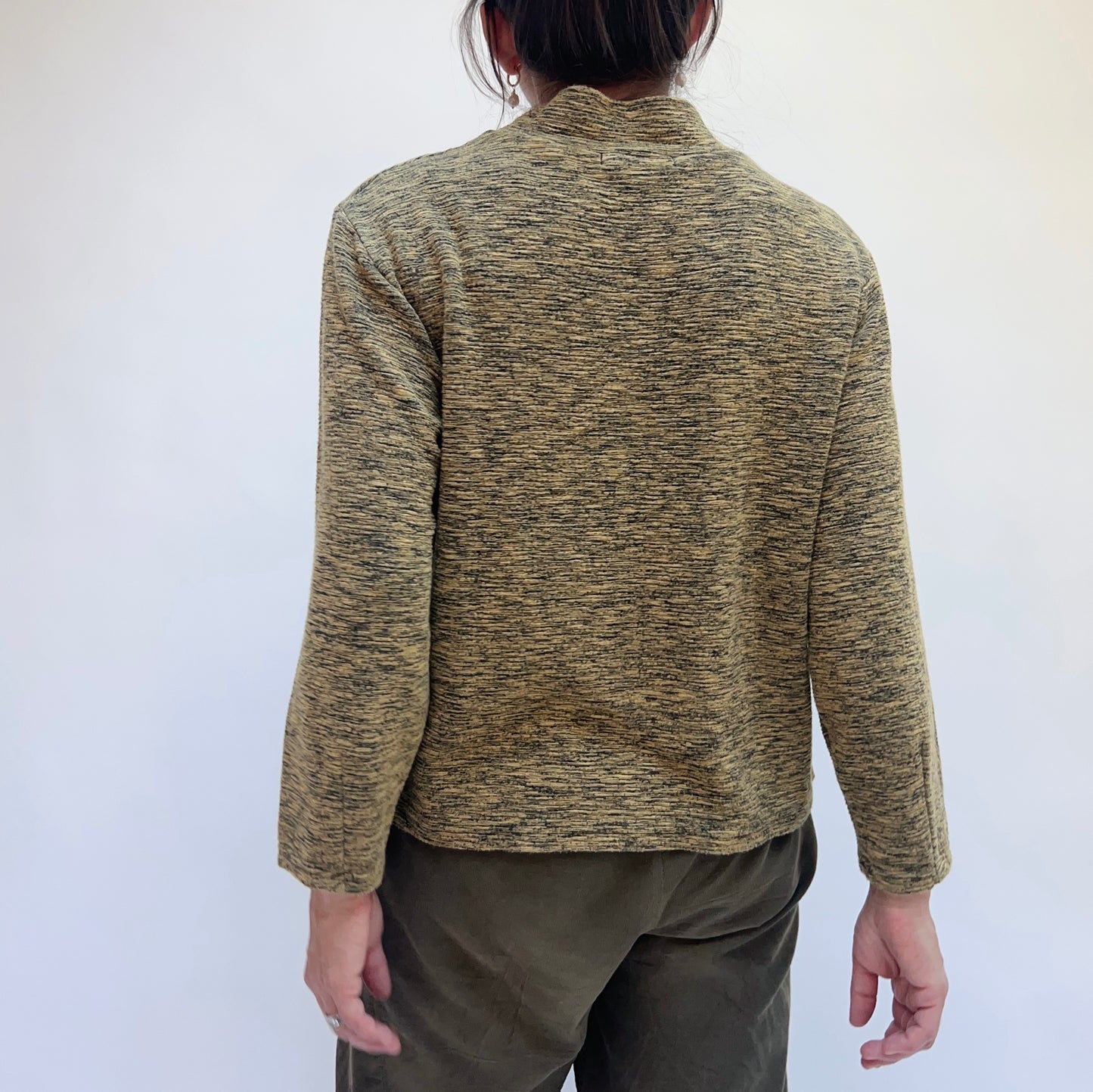 Crimped Mock Neck Top in Mustard
