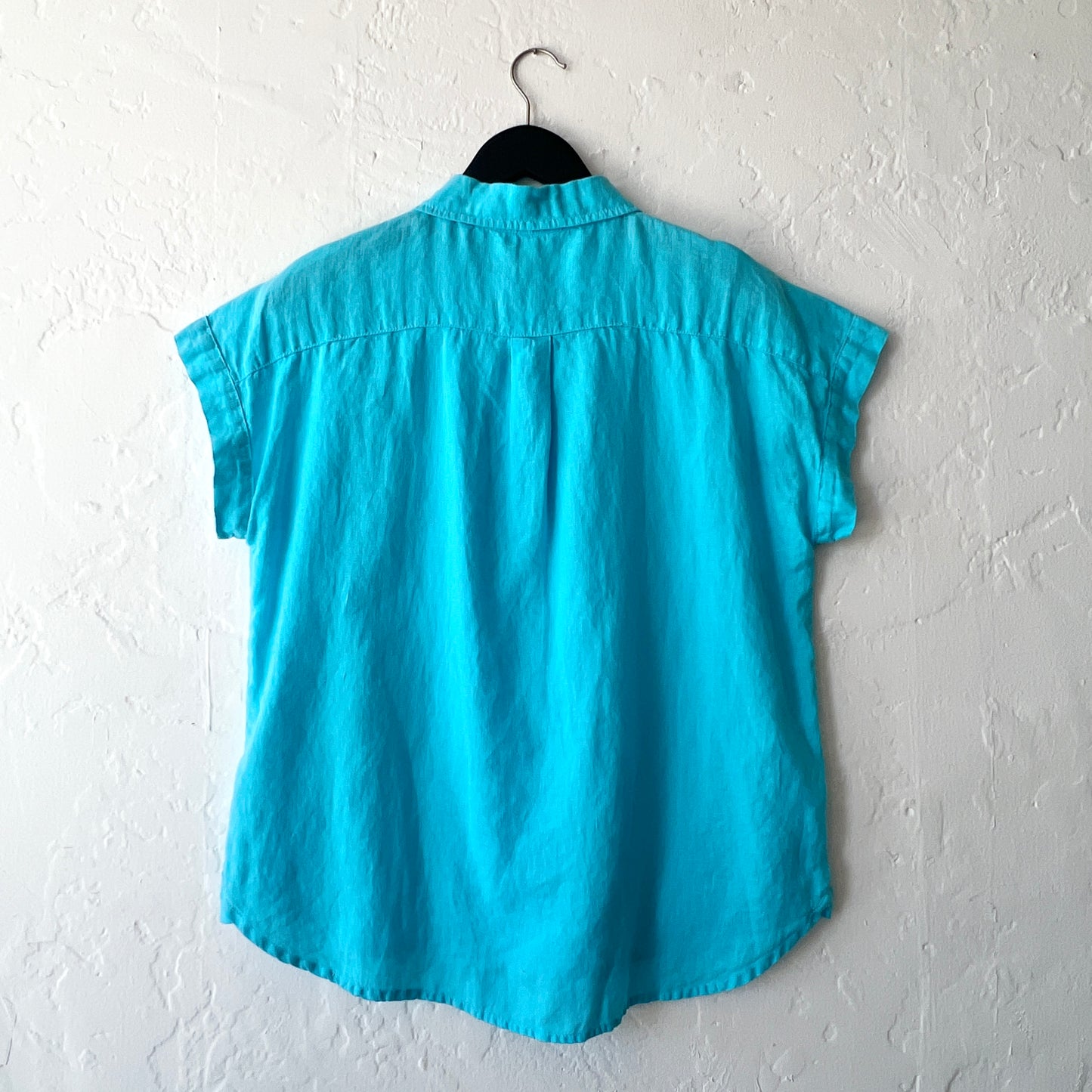 Short Sleeve Hanky Linen Pocket Shirt in Atoll