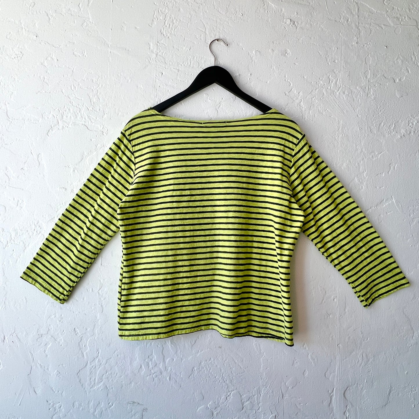 3/4 Sleeve Boatneck Top in Euphorbia & Navy Stripe