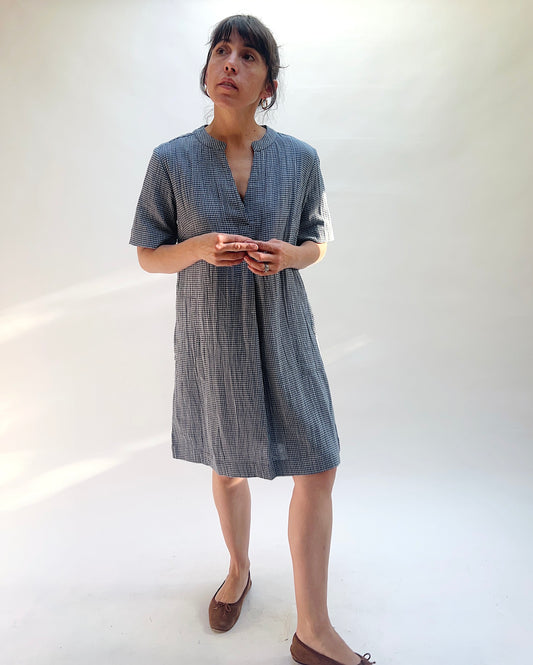 Wren Dress in Navy Check