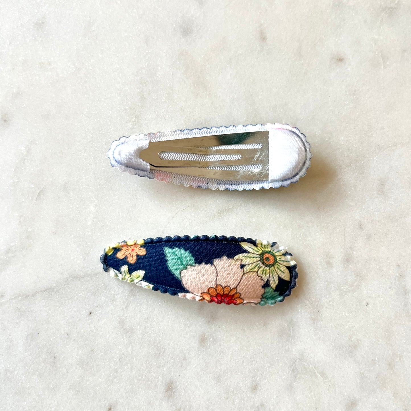 Navy Floral Hair Clip Set