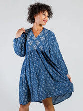 Load image into Gallery viewer, Mata Traders | Sohla Mini Dress in Indigo Block Print