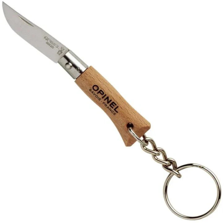 No.02 Keyring Stainless Folding Knife in Beechwood