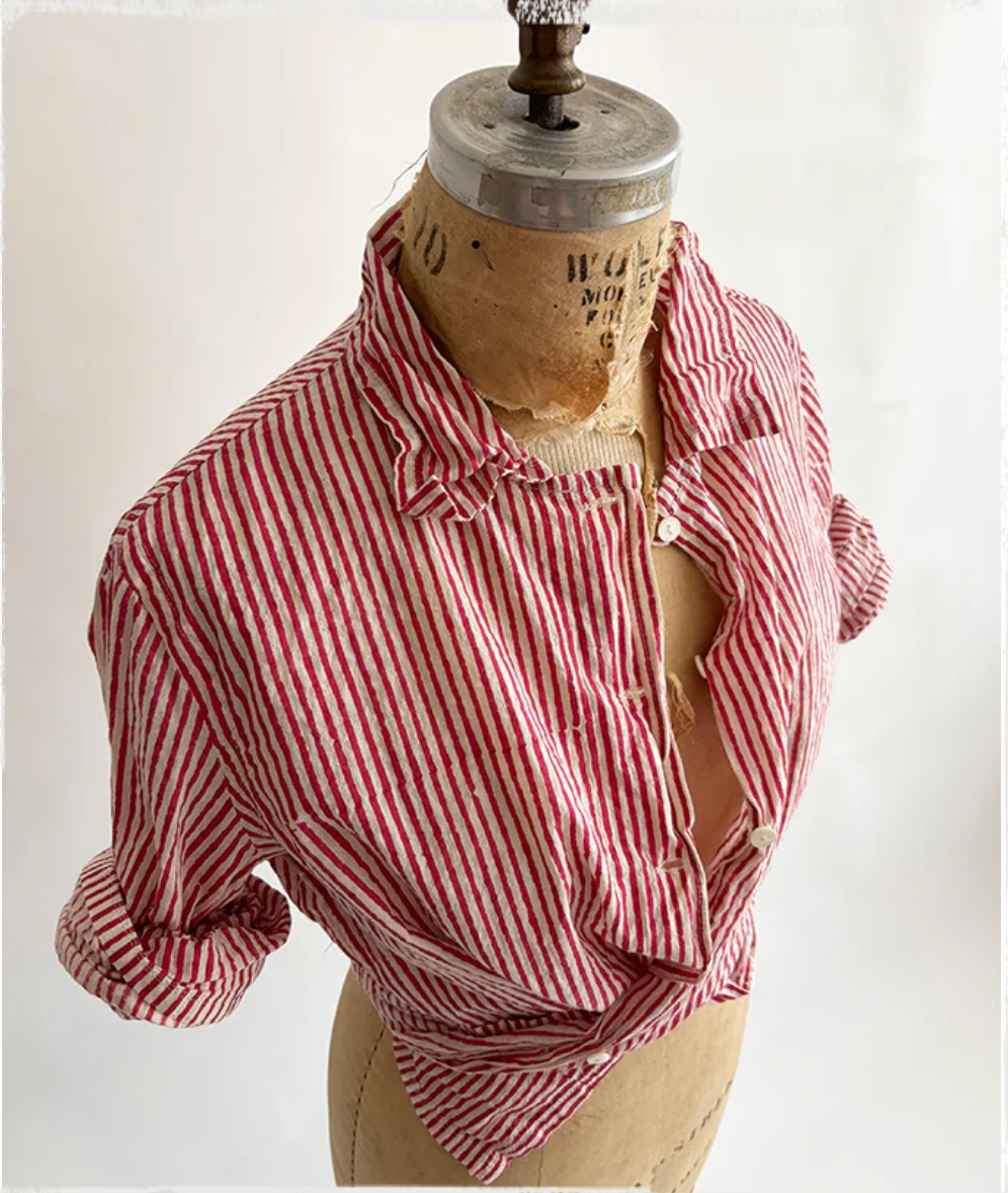 Button Shirt in Red Stripes