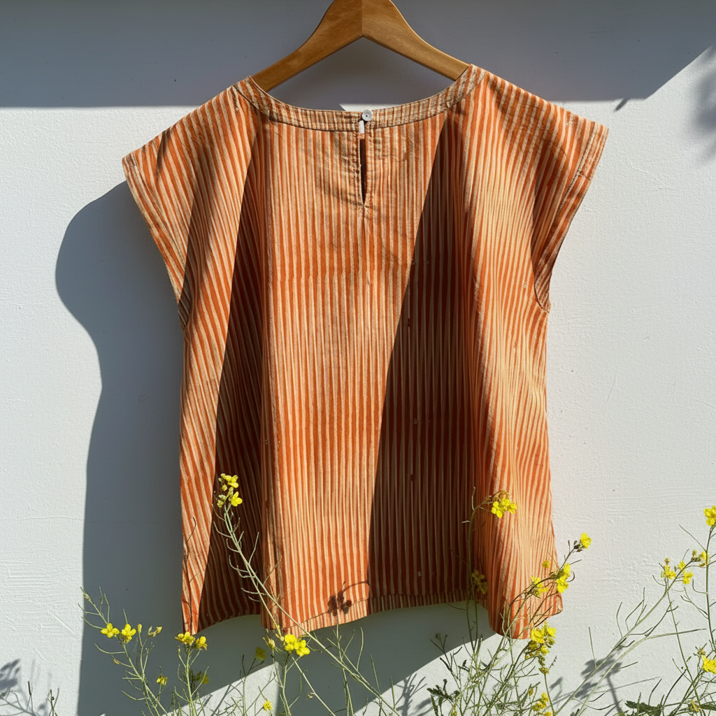 Paulina Blouse in Orange Stripes