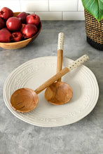 Load image into Gallery viewer, Kenyan Polka Dot Olive Wood Salad Servers with Bone Handles