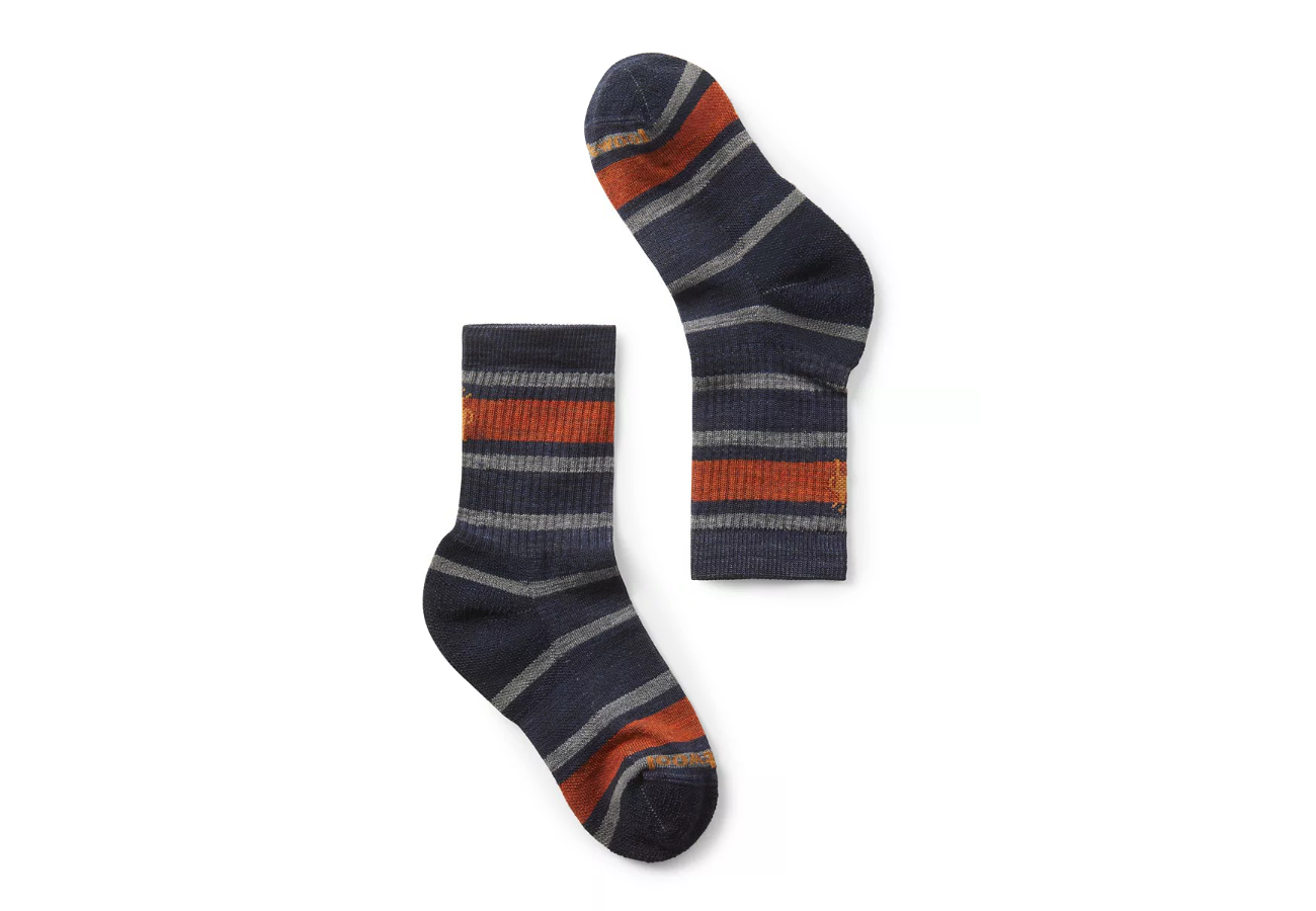 Smartwool | Kids' Hike Light Cushion Striped Crew Socks in Deep Navy