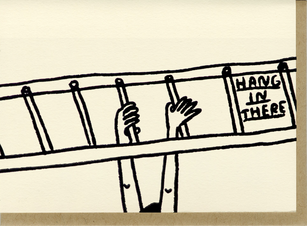 hang in there card laydown top view