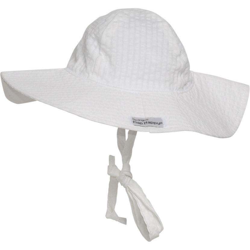 UPF 50+ Wide Brim Sun Hat | Vanilla Stripe Seersucker