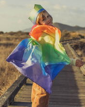 Load image into Gallery viewer, enchanted playsilk cape seen on model blowing in wind