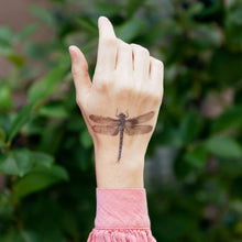 Load image into Gallery viewer, tattly dragonfly tattoo seen on model's hand