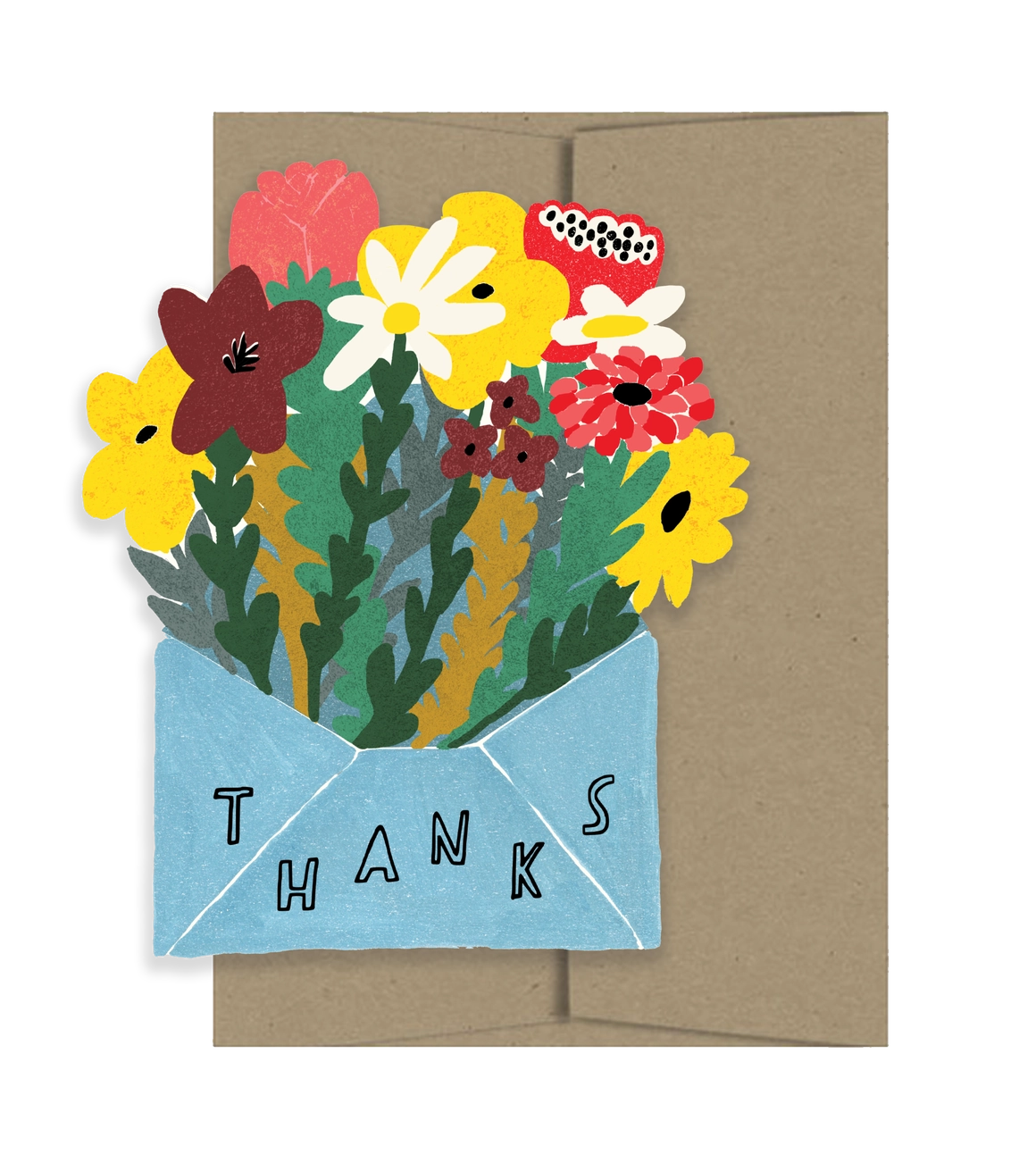 Thank You With Flowers Die Cut Card