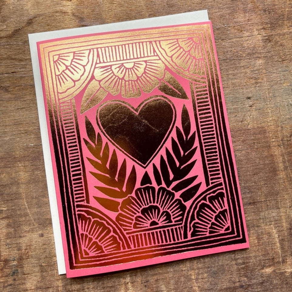 Katharine Watson | Pink Heart Foil Stamped Card