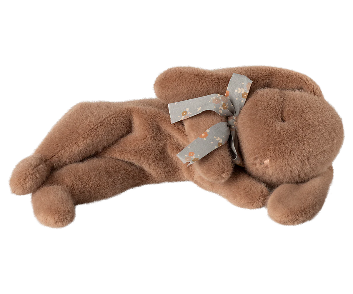 Small Sleeping Plush Bunny in Soft Brown