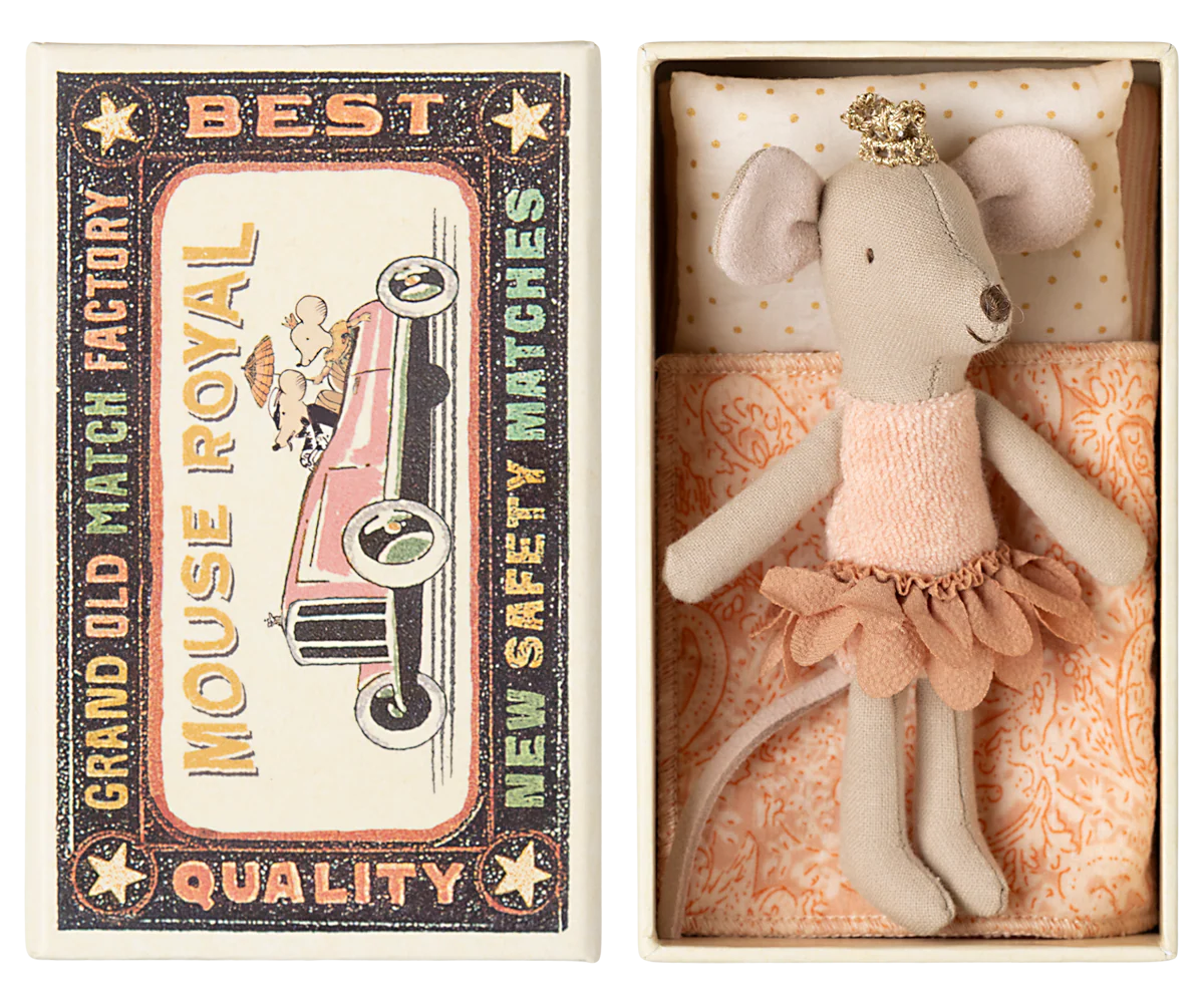 Maileg | Little Sister Princess Mouse in Matchbox