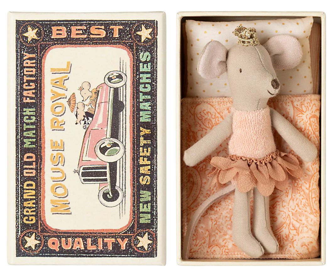 Maileg | Little Sister Princess Mouse in Matchbox