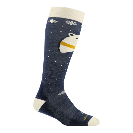 Darn Tough Kids Polar Bear over-the-calf midweight ski and snowboard sock.
