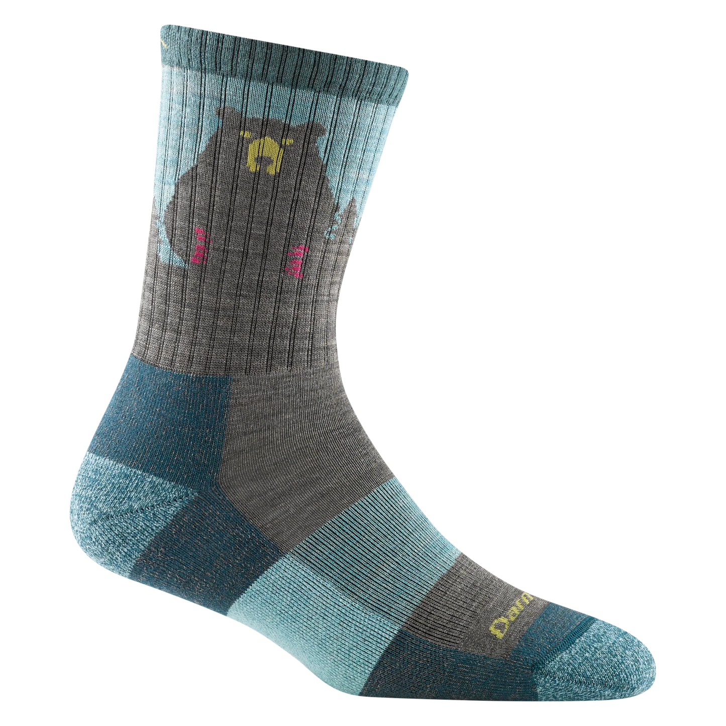 Bear Town Micro Crew Lightweight Hiking Sock in Aqua