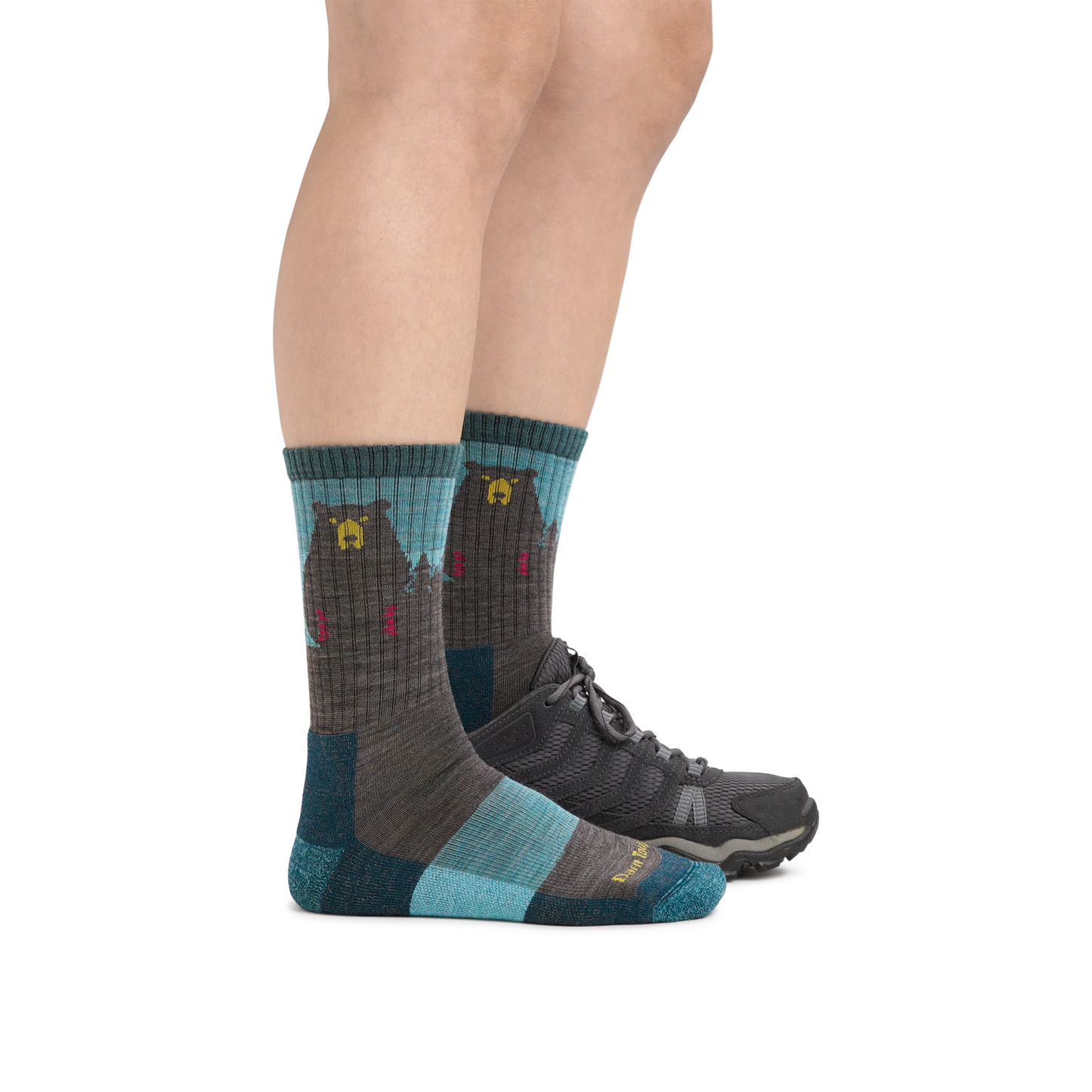 Bear Town Micro Crew Lightweight Hiking Sock in Aqua