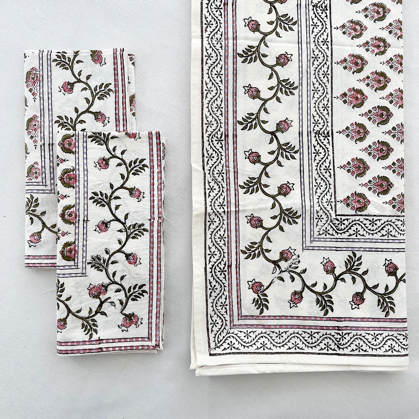 Blockprint Tablecloth | Kiran Sea Pink