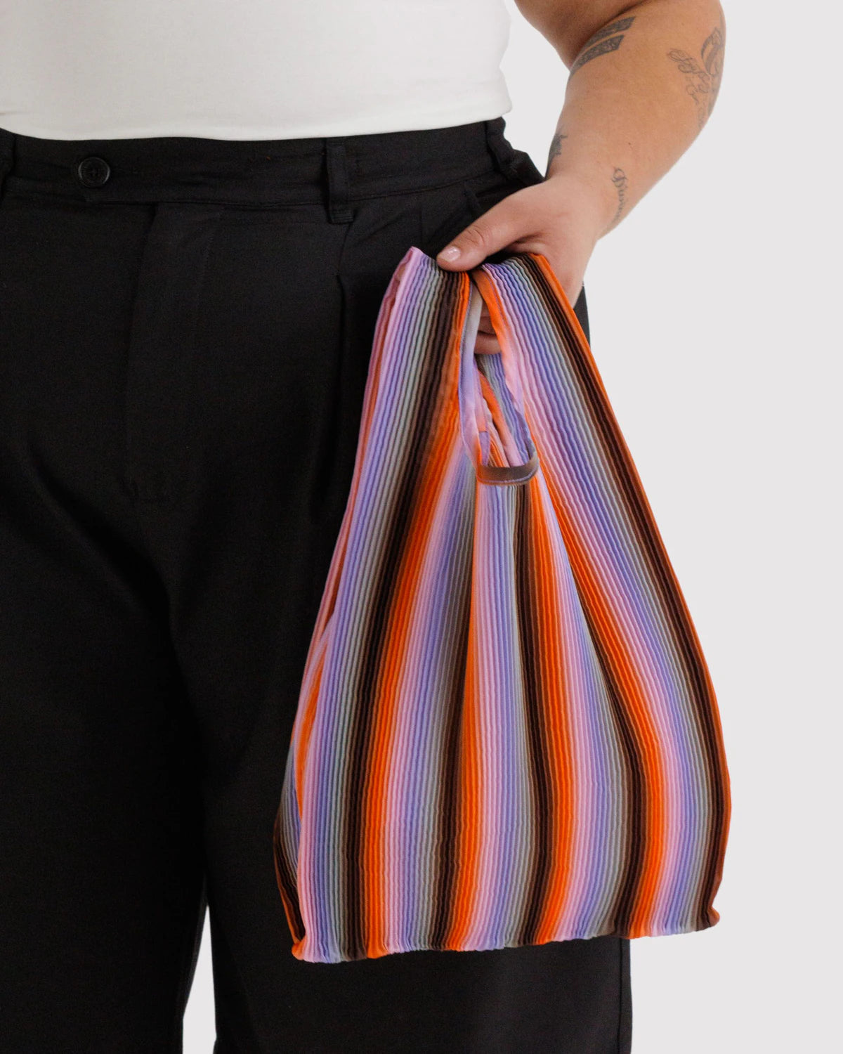 Baggu | Pleated Baggu in Gradient Stripe Poppy & Lilac