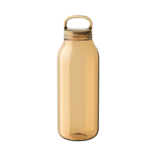 A transparent amber-colored copolyester water bottle with a cap, against a white background.