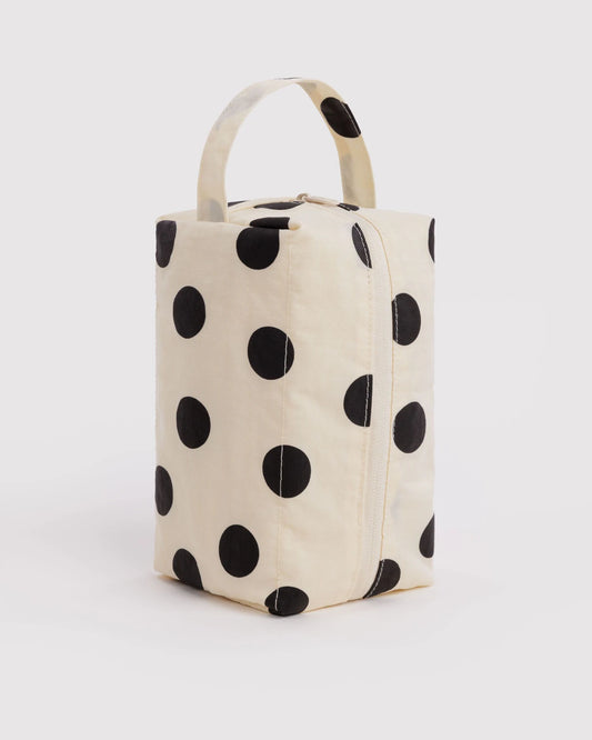 Dopp Kit in Black and White Polka Dot
