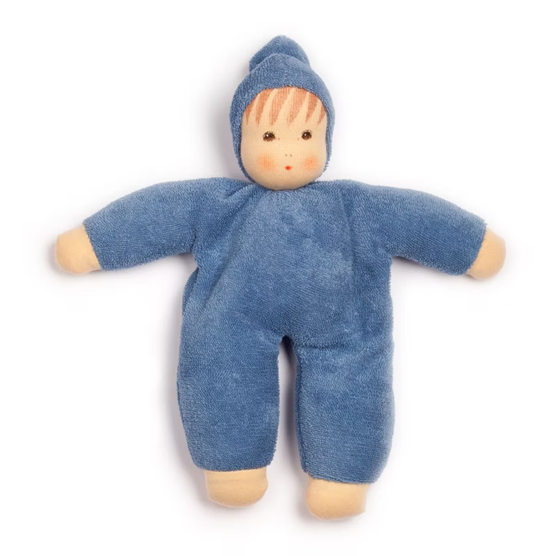 Organic Waldorf Cuddle Doll in Dark Blue