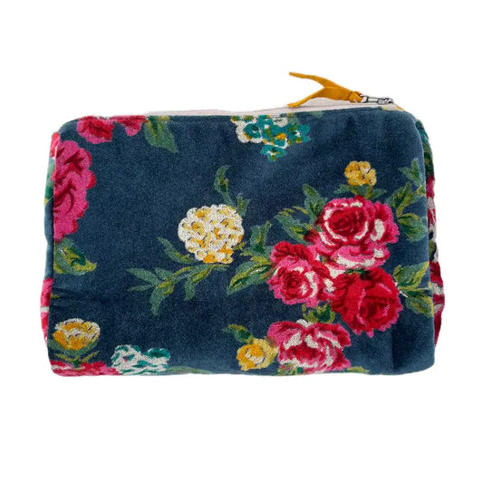 Rome Velvet Pouch in Primrose Teal
