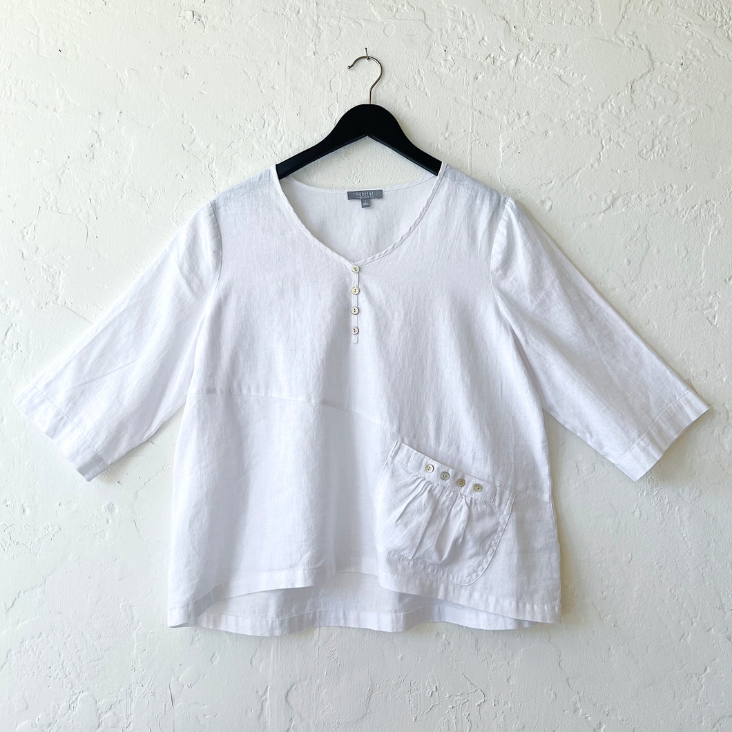 Habitat | Linen Vista Pullover in White