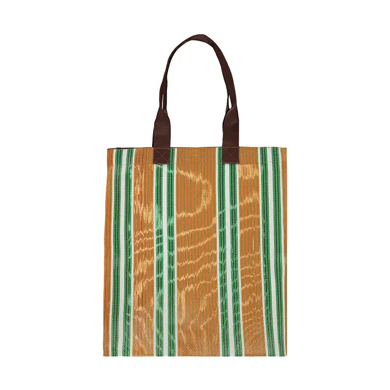 Woven Market Shopper in Spanish Orange & Grass Green