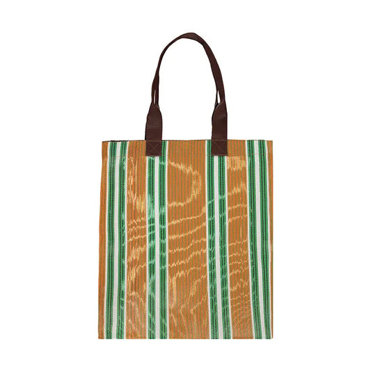 Woven Market Shopper in Spanish Orange & Grass Green