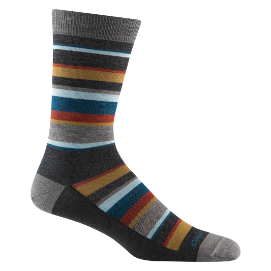 Multicolored striped sock on a white background