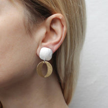 Load image into Gallery viewer, Square with Back to Back Open Disc Post or Clip Earring
