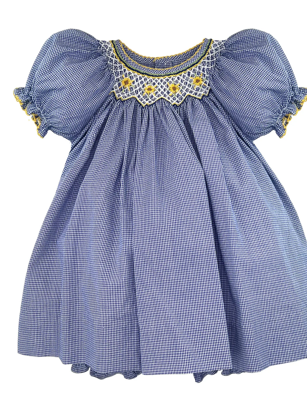 Dress with Bishop Smocked Sunflowers