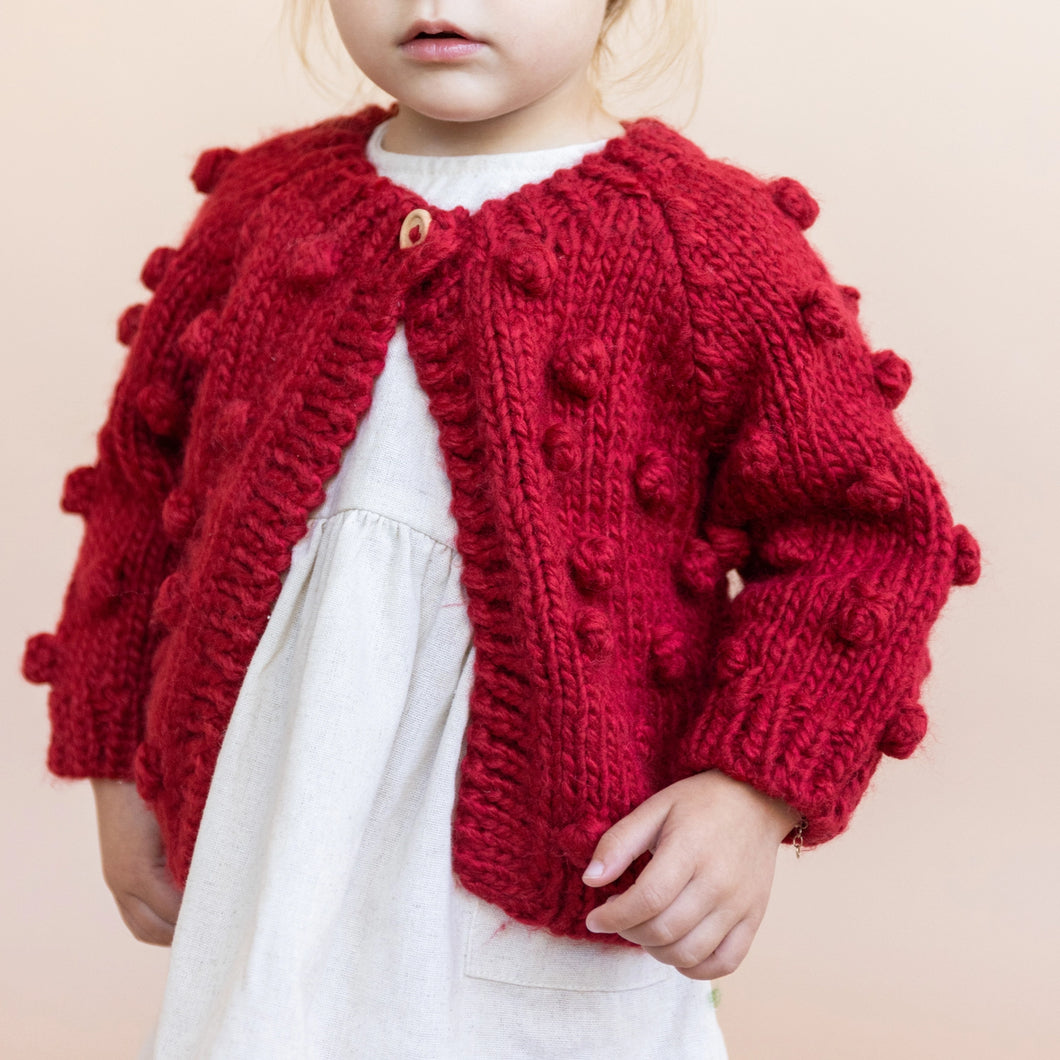 Popcorn Cardigan in Red
