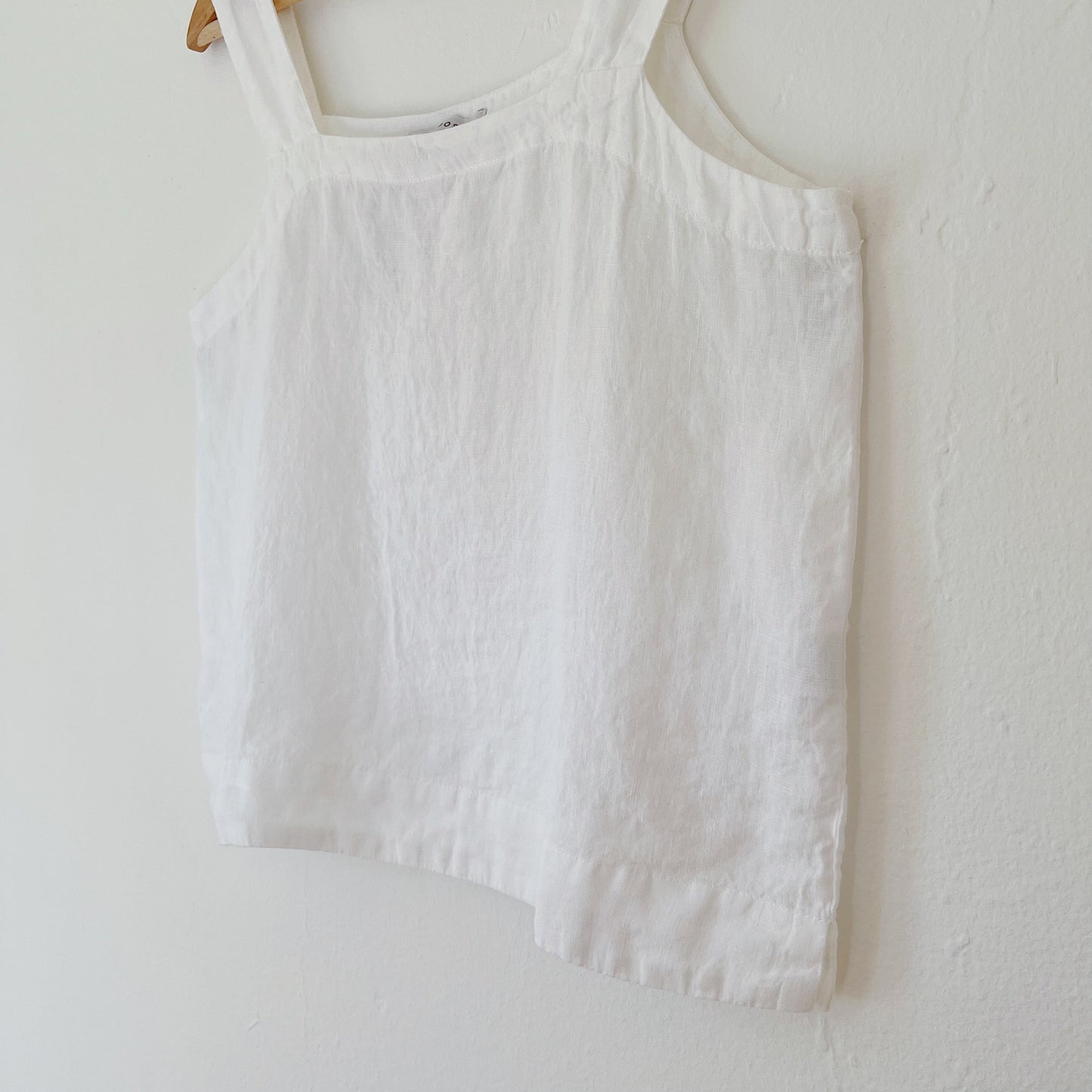 Square Neck Linen Tank in White