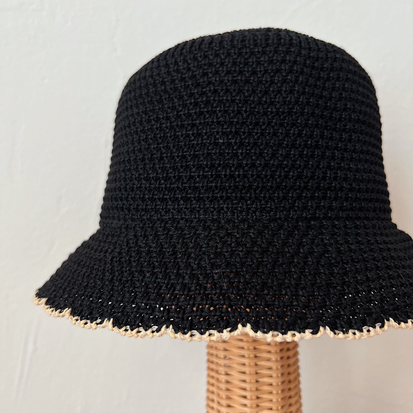 Knit Paper Bucket Hat in Black